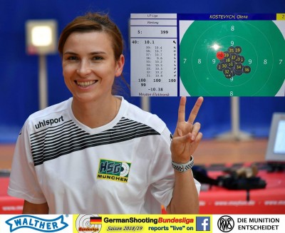 Olena Kostevych and her 399/400 target.